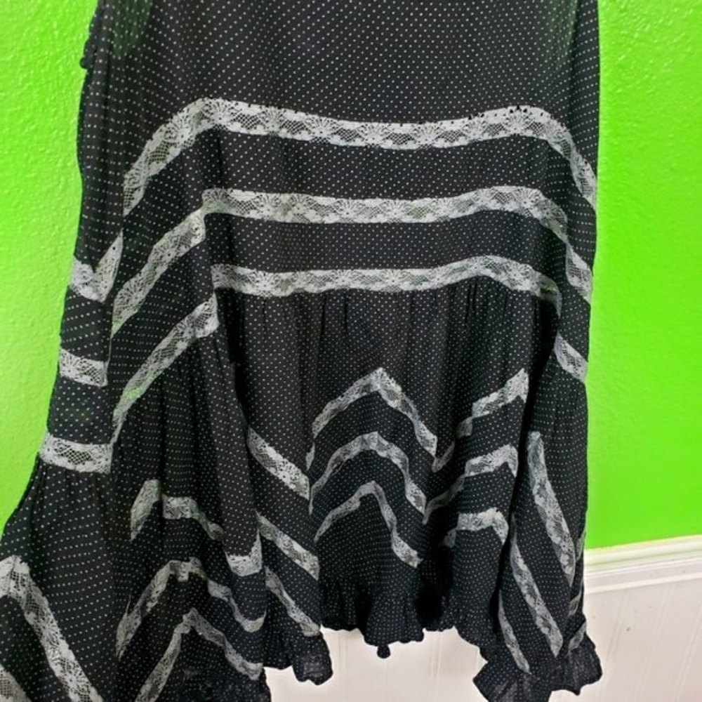 Free People Intimately Black Gray Poka Dot Sleeveless Tappered Shirt Sz Small - Picture 7 of 11